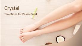  Presentation with coconut oil - PPT theme consisting of coconut oil for skin concept background and a cream colored foreground