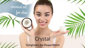  Presentation with coconut oil - Beautiful PPT theme featuring coconut oil for skin young backdrop and a lemonade colored foreground