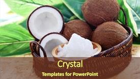  Presentation with coconut oil - Cool new slide set with coconut oil with fresh coconut backdrop and a tawny brown colored foreground