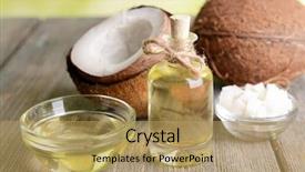  Presentation with coconut - Amazing theme having coconut oil on table close backdrop and a coral colored foreground
