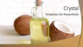  Presentation with coconut oil - PPT theme having coconut oil on table background and a pink colored foreground