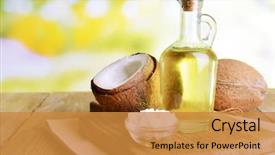  Presentation with coconut oil - Slides featuring coconut oil on table background and a gold colored foreground