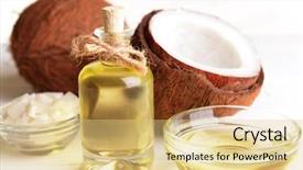  Presentation with coconut oil - Colorful PPT layouts enhanced with coconut oil on table backdrop and a yellow colored foreground