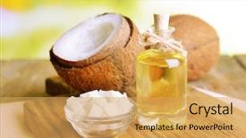  Presentation with coconut oil - Colorful slide deck enhanced with coconut oil on table backdrop and a yellow colored foreground