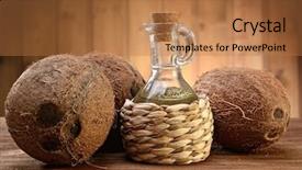  Presentation with coconut oil - Presentation featuring coconut oil on the wooden background and a coral colored foreground