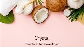  Presentation with coconut - Theme having coconut oil tropical leaves background and a lemonade colored foreground