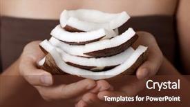 Presentation with coconut oil - PPT layouts consisting of coconut on hands spa collection background and a tawny brown colored foreground