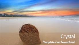  Presentation with beach wedding heart on sand - Presentation theme having coconut on sandy ocean beach background and a  colored foreground