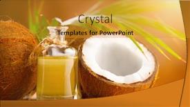  Presentation with coconut palm tree - Presentation theme featuring coconut-palm-oil background and a gold colored foreground