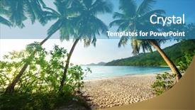  Presentation with coconut palm tree - Slide set with coconut palm tree - sunset on the beach takamaka background and a teal colored foreground