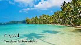  Presentation with coconut - Slides enhanced with coconut palms on the beach kood island thailand background and a seafoam green colored foreground