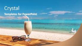  Presentation with drinking glass - Beautiful PPT theme featuring bora bora island tahiti backdrop and a teal colored foreground