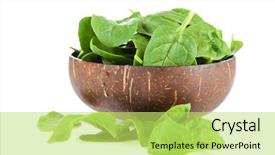  Presentation with coconut shell - Presentation theme with coconut shell - baby spinach leaves background and a yellow colored foreground