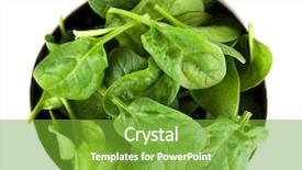  Presentation with tea leaves fresh green leaf - Audience pleasing presentation design consisting of coconut shell - baby spinach leaves backdrop and a tawny brown colored foreground