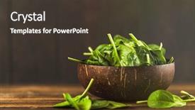  Presentation with spinach - PPT layouts with coconut shell - baby spinach leaves background and a tawny brown colored foreground