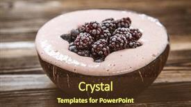  Presentation with vegan - Audience pleasing theme consisting of coconut shell - vegan nice cream with banana backdrop and a tawny brown colored foreground