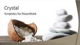  Presentation with coconut shell - Beautiful slide set featuring coconut shell of sea salt backdrop and a white colored foreground