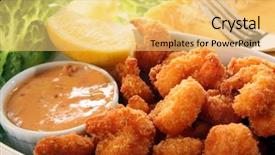  Presentation with shrimp - Slides consisting of coconut southern fried shrimp background and a yellow colored foreground