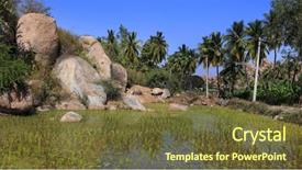  Presentation with rural - Slide deck with indian states - coconut trees and fields background and a tawny brown colored foreground