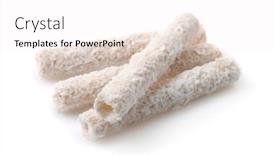  Presentation with wafer - Presentation theme consisting of coconut-wafer-rolls-isolated background and a white colored foreground