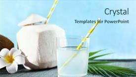  Presentation with milk coconut - Amazing PPT theme having coconut water in glass backdrop and a cool aqua colored foreground