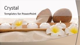  Presentation with white candles - PPT theme having coconut with candles and plumeria background and a white colored foreground