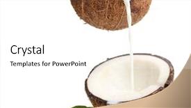  Presentation with milk coconut - Presentation theme having coconut with coconut milk isolated on white background and a white colored foreground