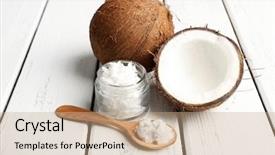  Presentation with coconut shell - Beautiful slide deck featuring coconut with coconut oil backdrop and a coral colored foreground