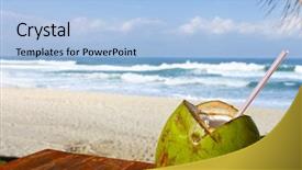  Presentation with green coconut - Slide set consisting of coconut background and a light blue colored foreground