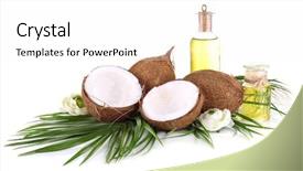  Presentation with coconut oil - Presentation consisting of coconuts and coconut oil isolated background and a white colored foreground