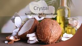  Presentation with coconut oil - Audience pleasing slide deck consisting of coconuts and coconut oil on wooden table backdrop and a coral colored foreground