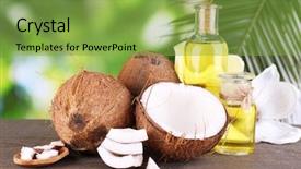  Presentation with coconut oil - Colorful slide set enhanced with coconuts and coconut oil backdrop and a seafoam green colored foreground