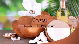  Presentation with coconut oil - Slide set featuring coconuts and coconut oil background and a coral colored foreground
