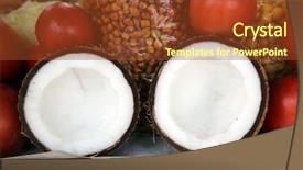  Presentation with organic coconut yogurt in wooden - Slide deck having coconuts at local market kolkata background and a tawny brown colored foreground