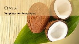  Presentation with wicker - Theme consisting of coconuts-on-a-beige-wicker background and a yellow colored foreground