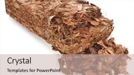  Presentation with chip - Cool new presentation design with cocopeat - coconut husk chip block isolated backdrop and a mint green colored foreground