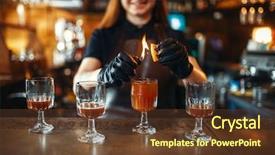  Presentation with bartender - Slide set featuring coctail with use of fire background and a tawny brown colored foreground