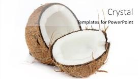  Presentation with shell - Beautiful presentation theme featuring cocunut-shell-opened-up-isolated backdrop and a white colored foreground