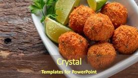  Presentation with food fish - Presentation theme enhanced with cod cake food background and a tawny brown colored foreground