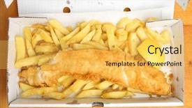  Presentation with chip - Amazing presentation theme having cod chips in cardboard takeaway backdrop and a  colored foreground