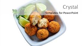  Presentation with dumpling - Presentation theme featuring cod-dumpling-salt-cod-fritters background and a white colored foreground