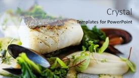  Presentation with cauliflower - Slide set consisting of cod-fillet-with-cauliflower-cream background and a light blue colored foreground