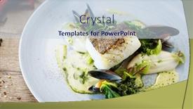  Presentation with cauliflower - Theme featuring cod-fillet-with-cauliflower-cream and a sky blue colored foreground