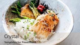  Presentation with japanese - Cool new PPT theme with thai style - modern japanese fried cod fish backdrop and a coral colored foreground