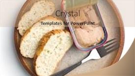  Presentation with liver - Audience pleasing slide deck consisting of cod liver in oil and bread isolated on white background backdrop and a coral colored foreground