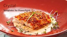  Presentation with deep - Presentation design enhanced with cod-piece-with-sauce background and a red colored foreground