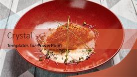  Presentation with deep - PPT theme having cod-piece-with-sauce background and a red colored foreground