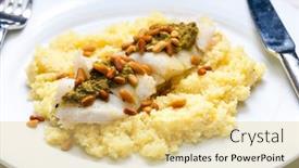  Presentation with couscous - PPT theme having cod-with-green-pesto background and a yellow colored foreground