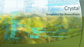  Presentation with blue mountain - Beautiful PPT theme featuring code against green blurry mountain backdrop and a cool aqua colored foreground