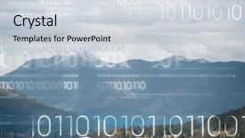  Presentation with mountain water - Audience pleasing presentation consisting of code against mountain and water backdrop and a sky blue colored foreground